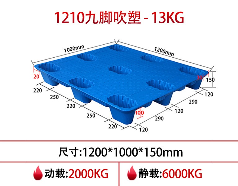 william威廉中文官网1210九脚吹塑托盘13kg