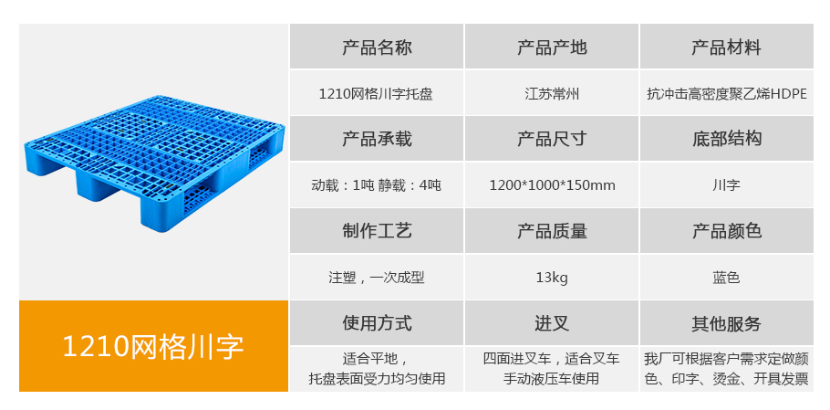 william威廉中文官网1210网格川字塑料托盘13kg