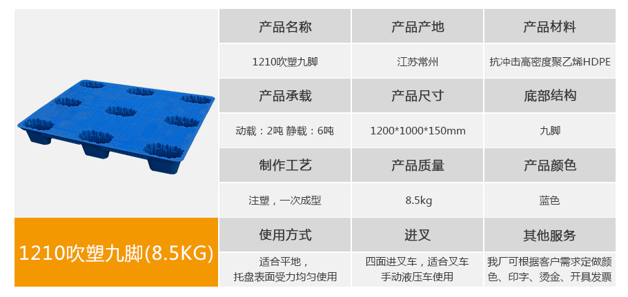 william威廉中文官网1210九脚吹塑托盘8.5kg