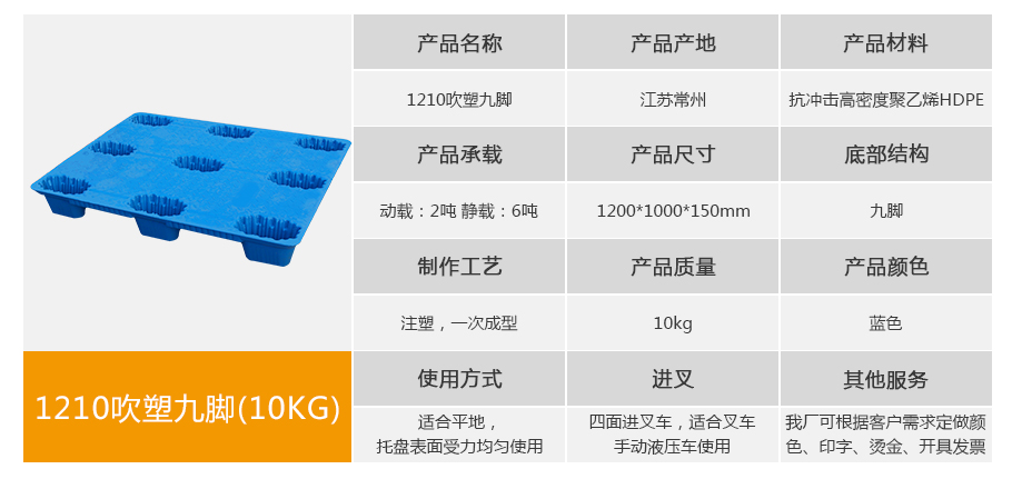 william威廉中文官网1210九脚吹塑托盘10kg