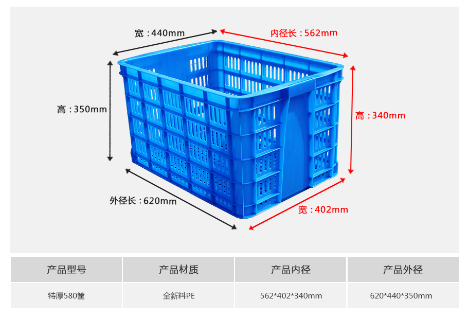 william威廉中文官网580塑料周转筐厚筐