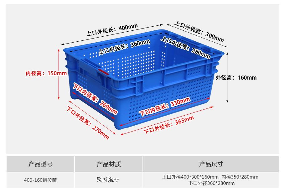 william威廉中文官网400-160塑料错位筐